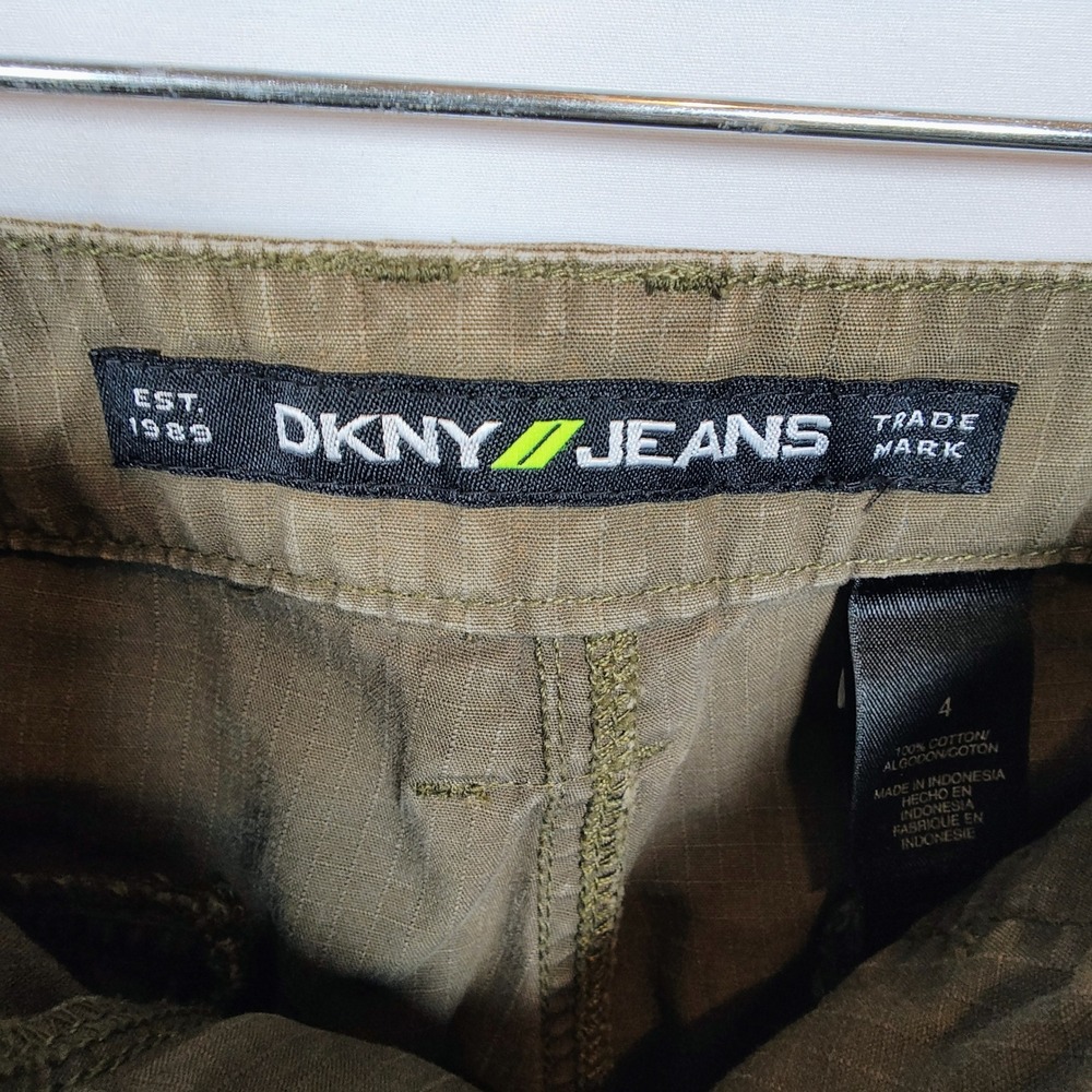 DKNY Jeans Women's Olive Green Ripstop Utility Cargo Pants Size 4 Straight Leg - Picture 4 of 12